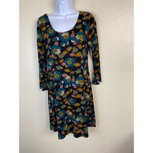 Salaam Floral Midi Dress Size Small Earthy Goblincore Boho 3/4 sleeve Jersey USA